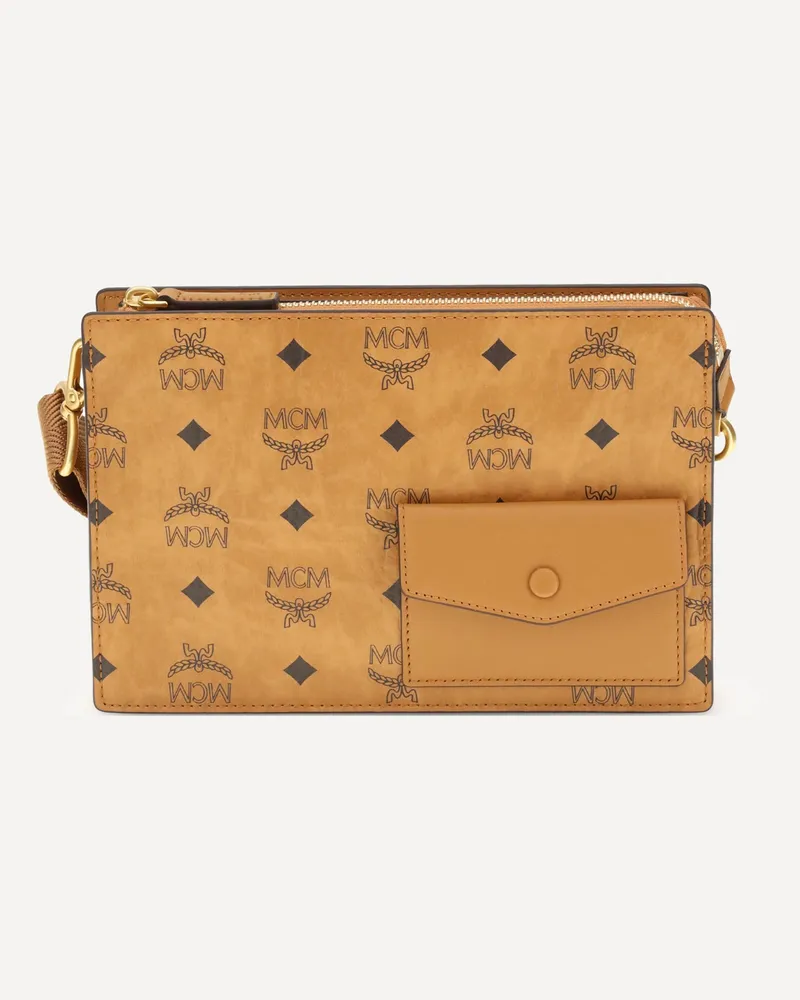 MCM Aren canvas Shoulder Bag Male Brown