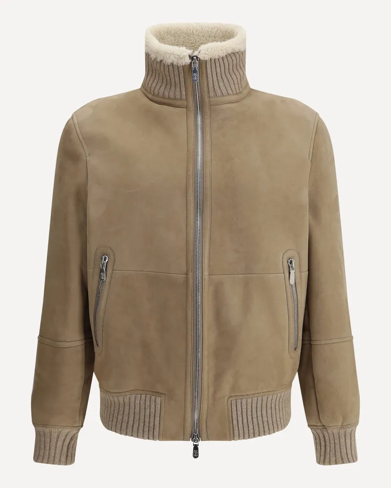 Brunello Cucinelli Shearling Jacket Male Beige