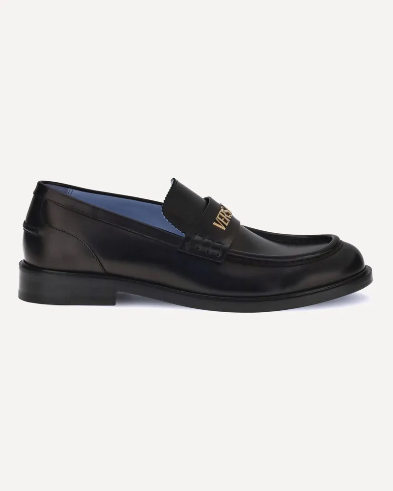 Versace Leather Loafers Male Black