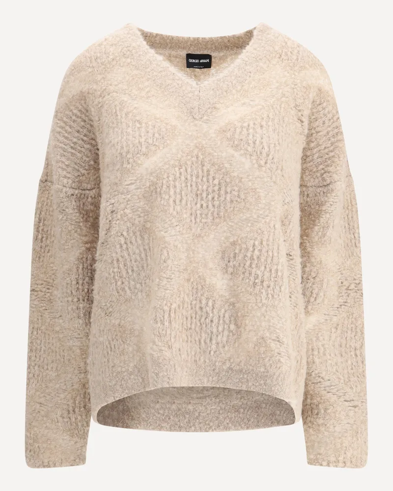 Giorgio Armani V-neck cashmere and alpaca blend Sweater Female Cream