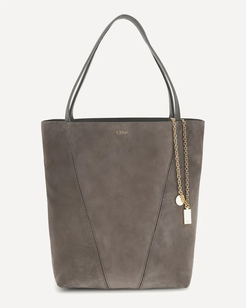 Chloé Suede Spin Tote Bag Female Grey