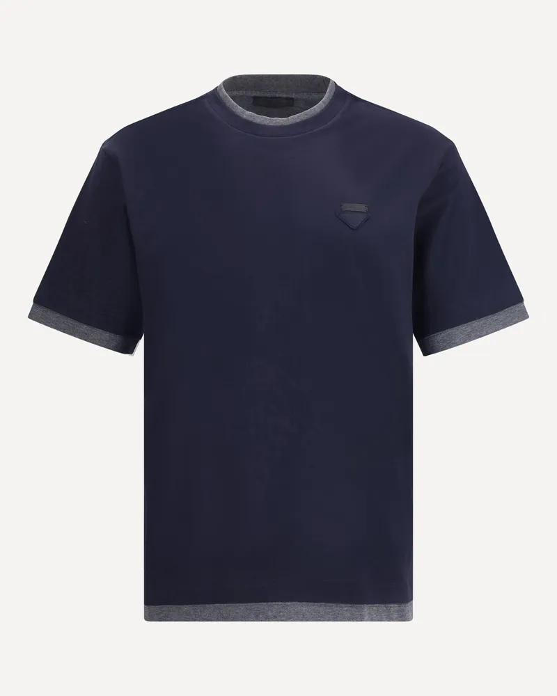 Prada Double layer T-Shirt Male Blue