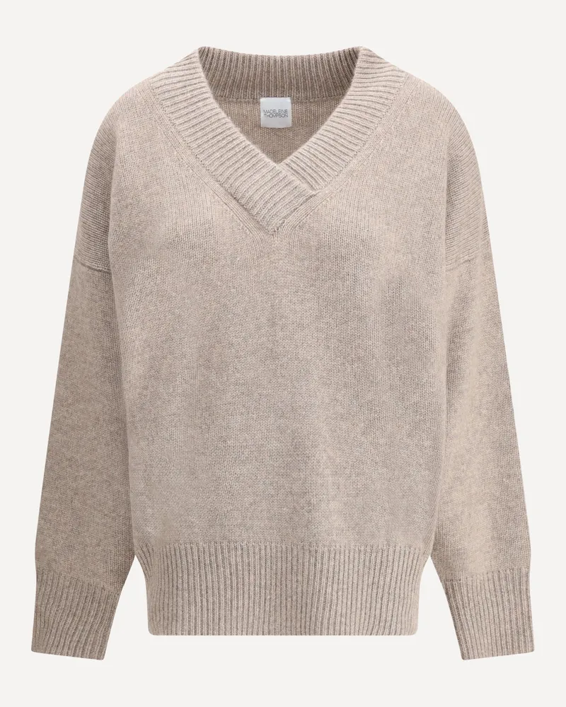 Madeleine Thompson V-Neck Jumper in Wool and Cashmere Female Pink