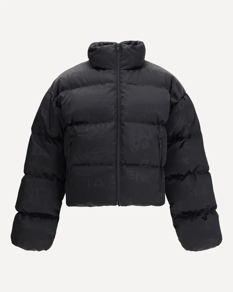 Balenciaga Cropped Puffer Jacket with logo motif Female Black