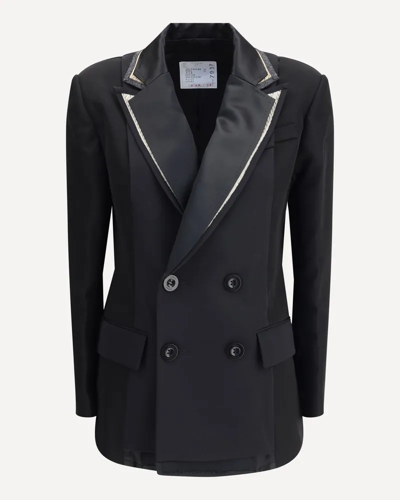 Sacai Double-breasted Blazer with double revers Female Black