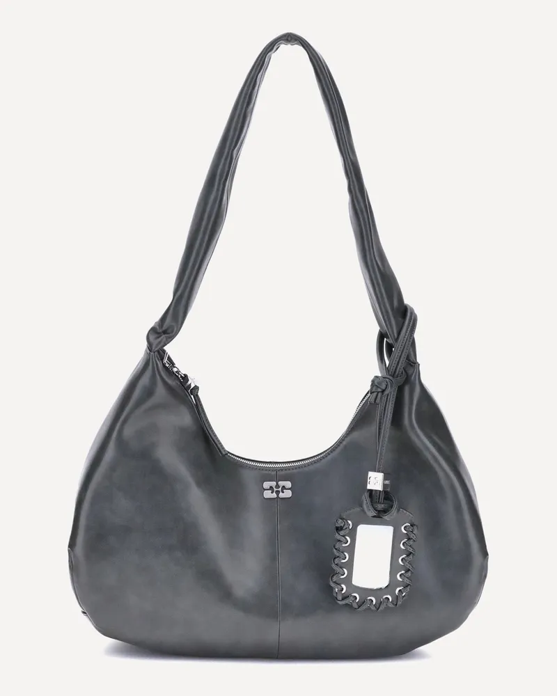 Ganni Medium Hobo Shoulder Bag Female Black