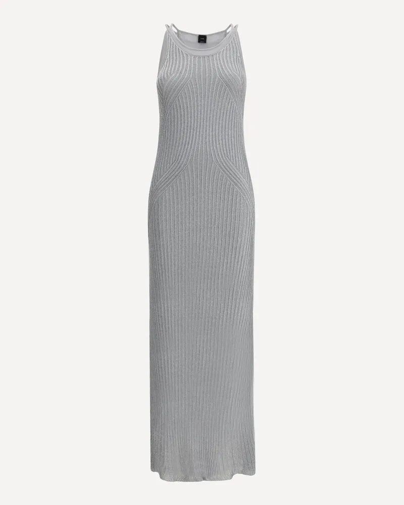 Pinko Metallic knit long Dress Female Silver