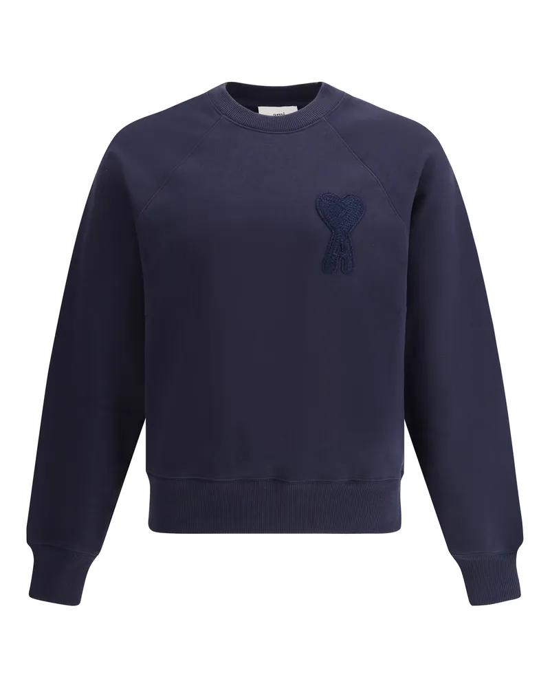 AMI Paris Sweatshirt With Embroidered Logo Navy