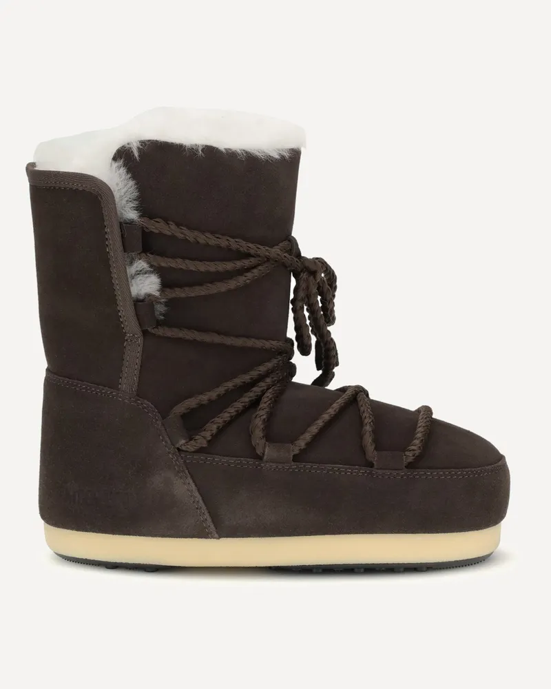 Moon Boot Suede and shearling Ankle Boots Female Brown