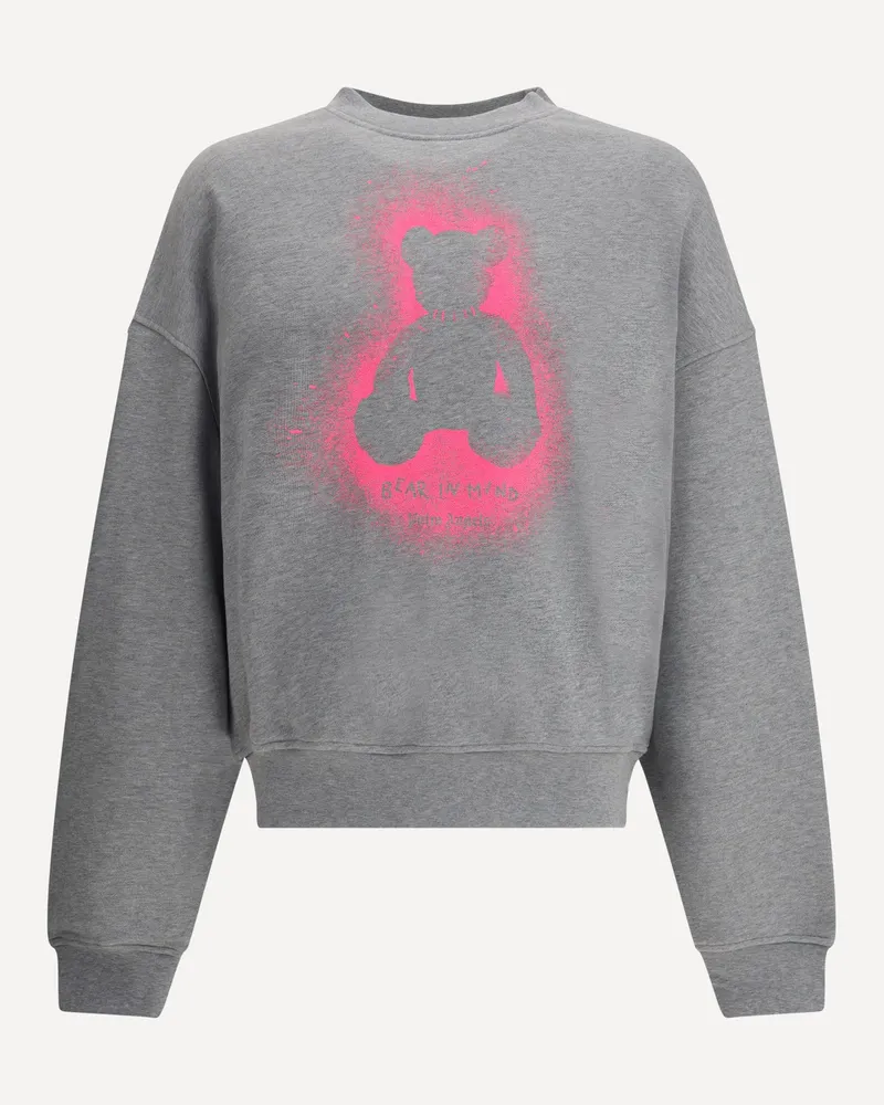 Palm Angels Spray Bear Sweatshirt Male Grey