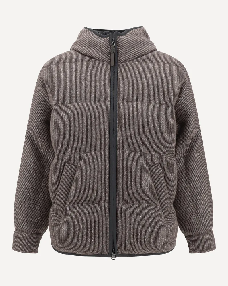 Brunello Cucinelli Lurex Down Jacket Female Brown