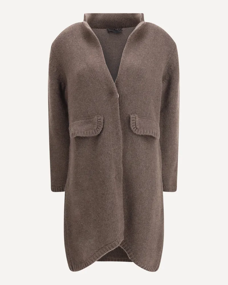 Ella Semi-long Sweater with a front hook-and-eye closure Female Brown