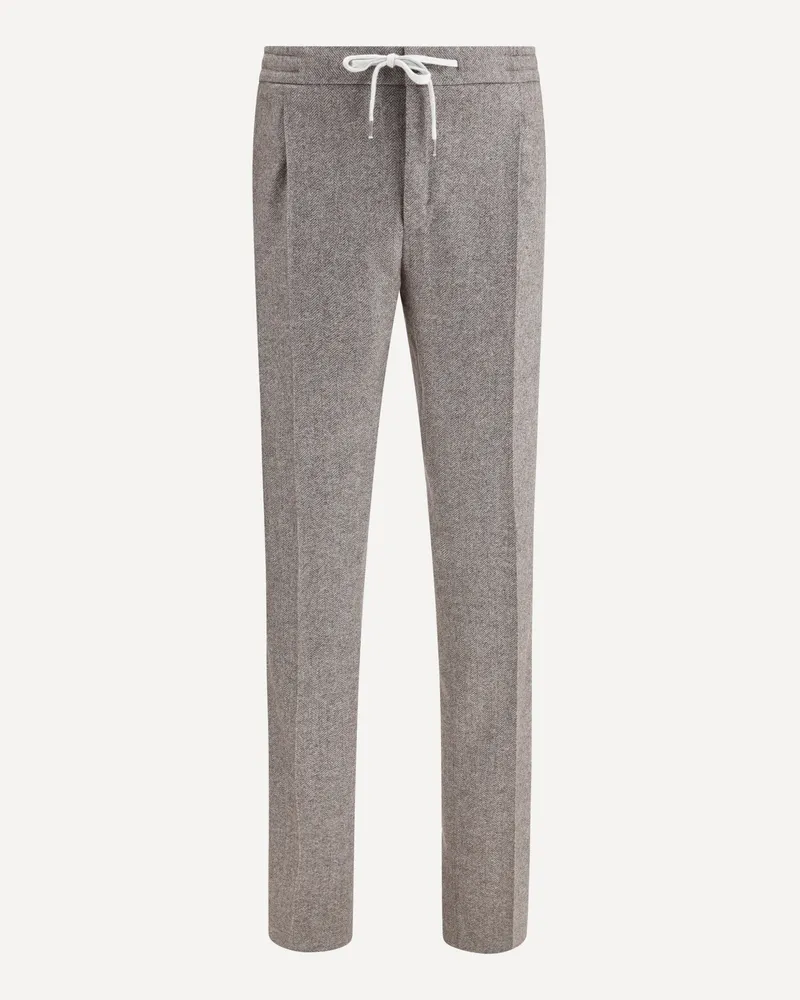 PT TORINO Soft Virgin Wool and Cashmere Trousers Male Brown