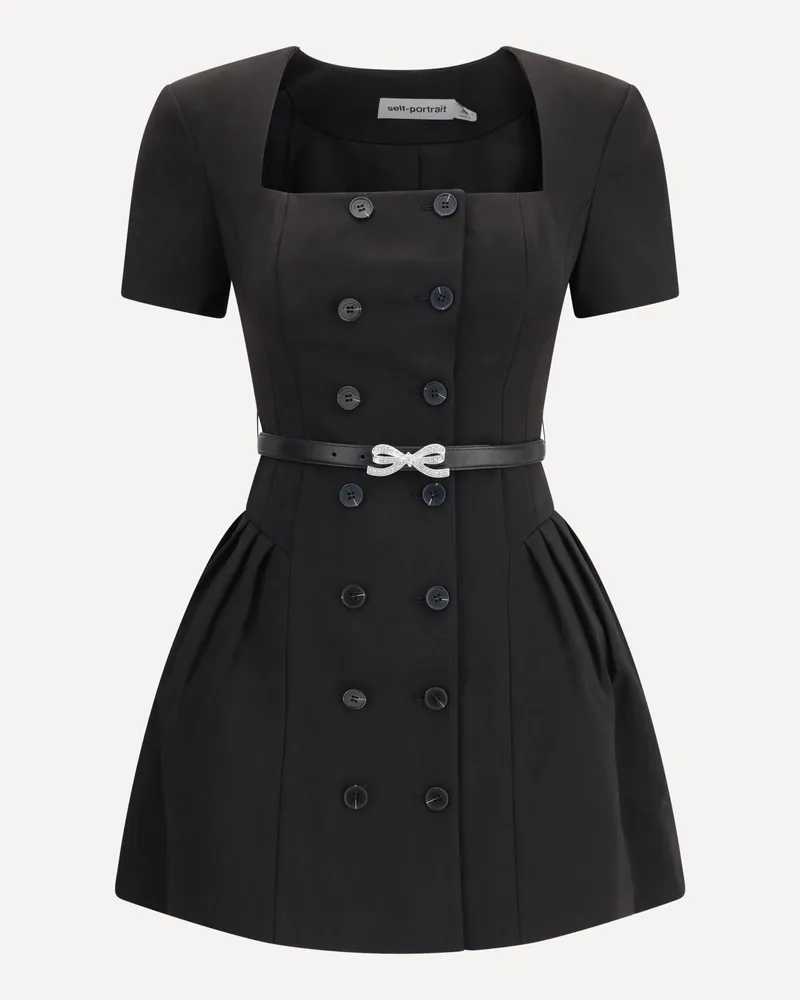 Self-Portrait Crepe short sleeve Dress Female Black
