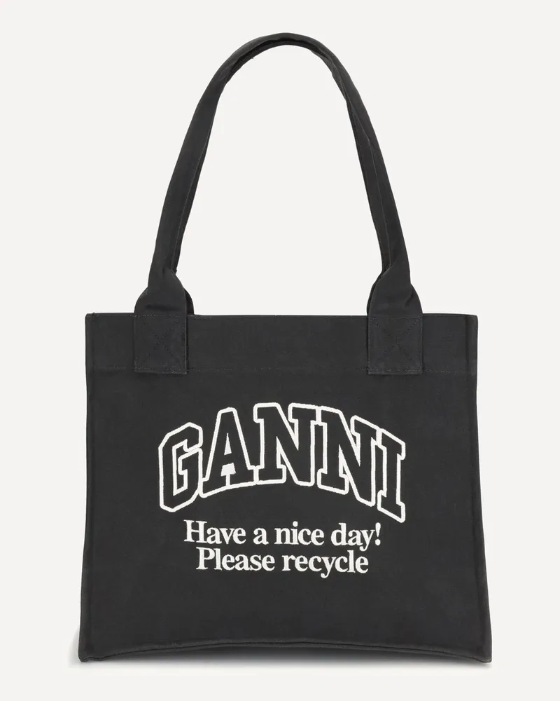 Ganni Logo canvas Tote Bag Female Black