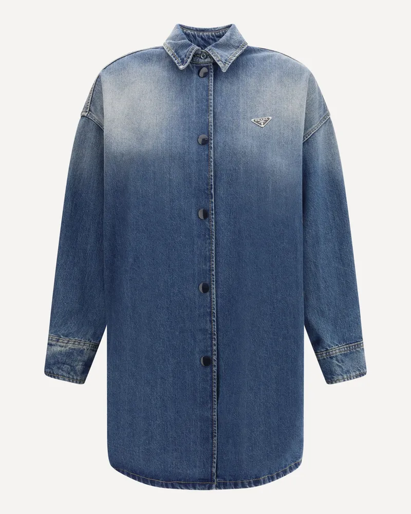 Prada Denim Shirt Jacket Female Blue