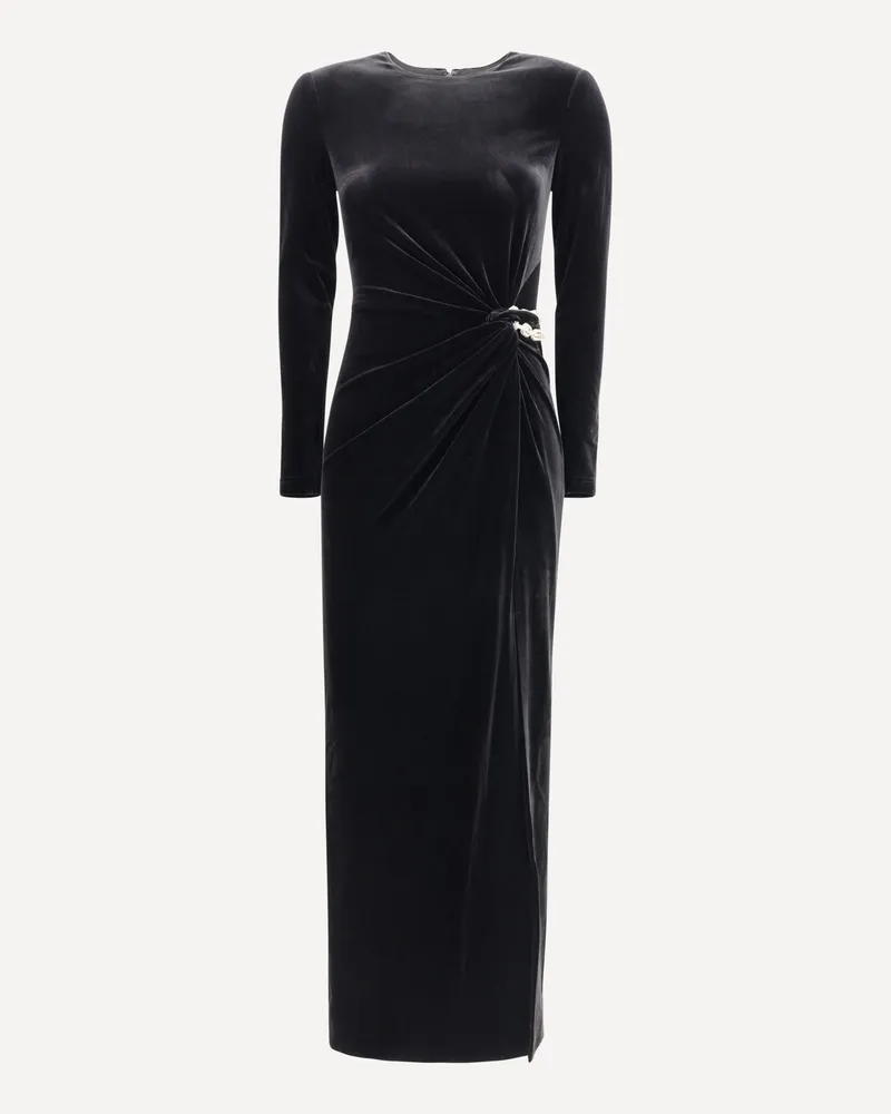 Self-Portrait Embellished velvet midi Dress Female Black