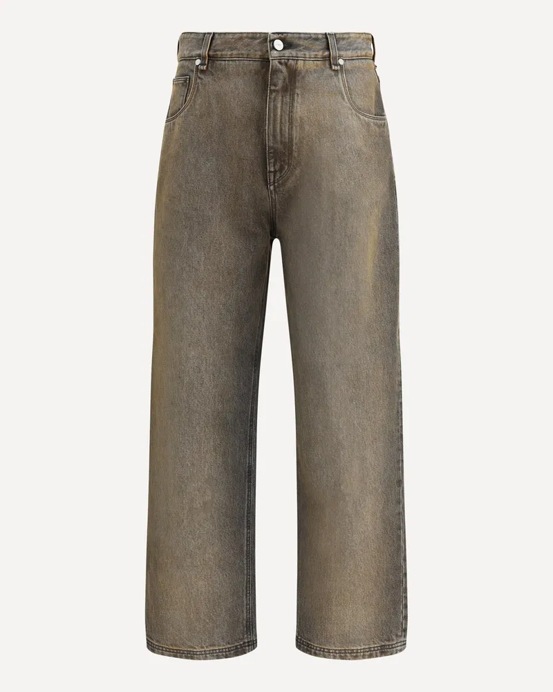Fendi Marble Over Dye Denim Pants Male Beige