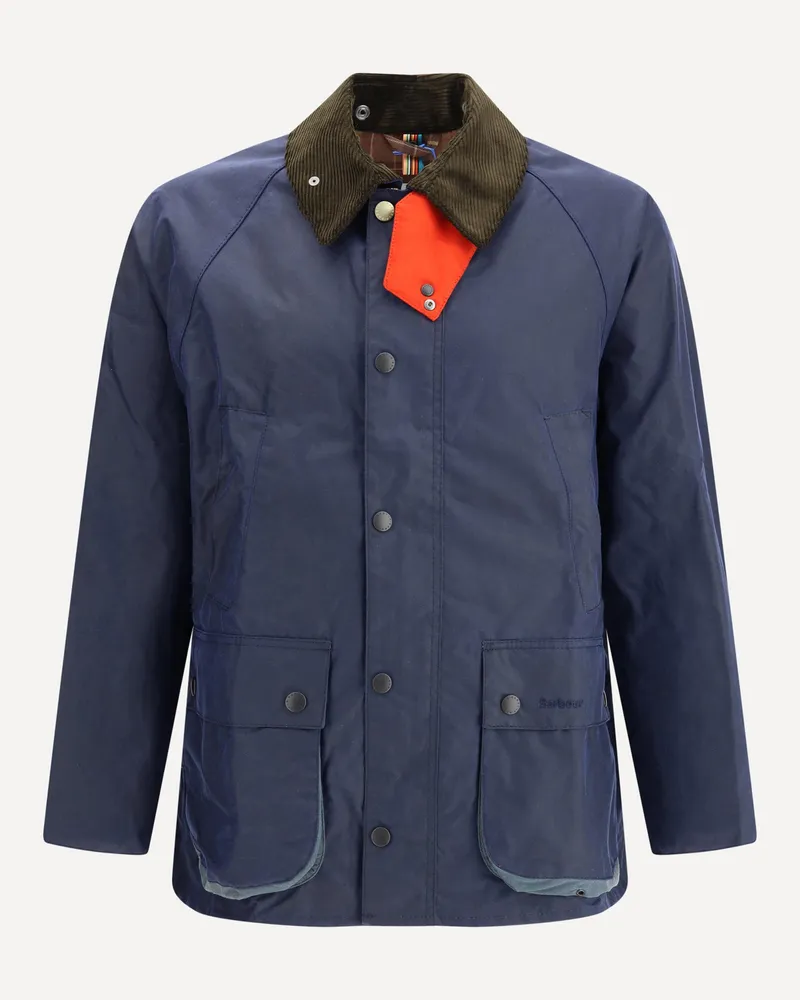 Barbour Waxed Jacket with a corded velvet collar Male Blue