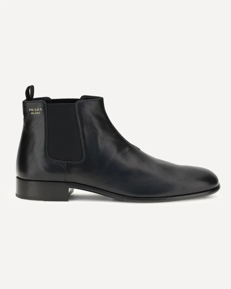 Prada Leather Ankle Boots Female Black