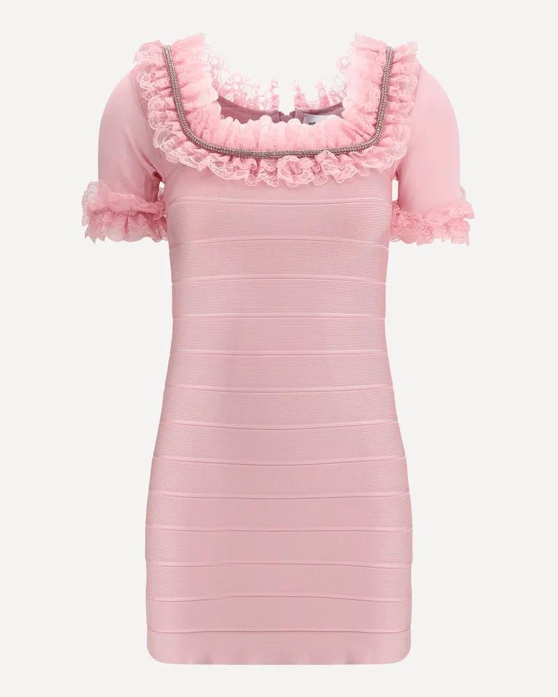 Self-Portrait Ruffle Knit Mini Dres Female Pink
