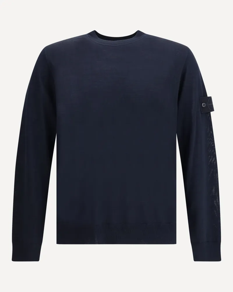 Stone Island Virgin Wool Sweater Male Blue