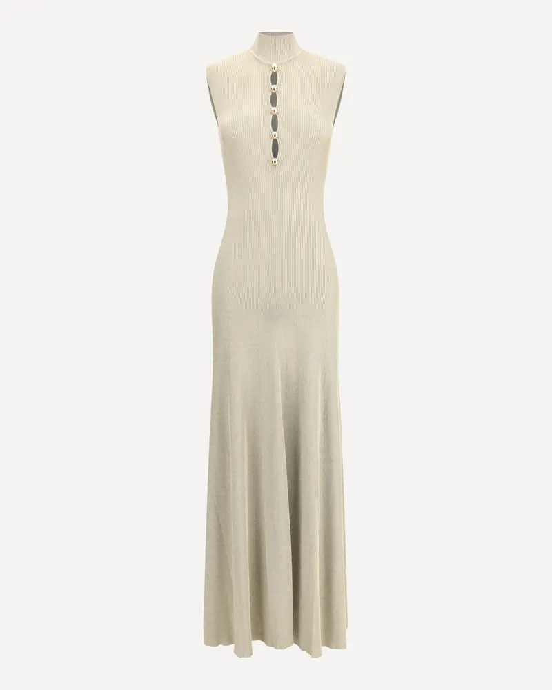 Self-Portrait Lurex knit long Dress Female Gold