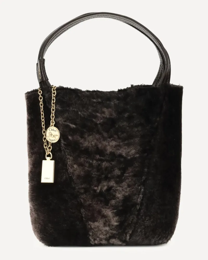 Chloé Shearling Spin Tote Bag Female Brown