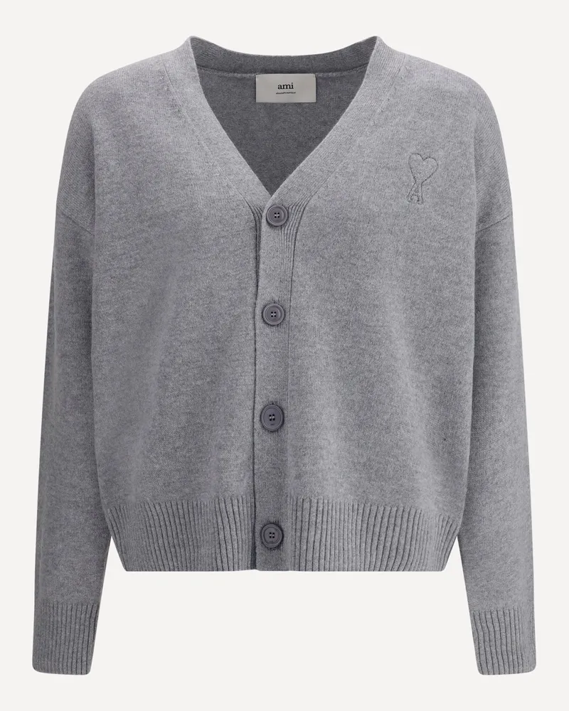 AMI Paris Ami De Coeur Cardigan Male Grey