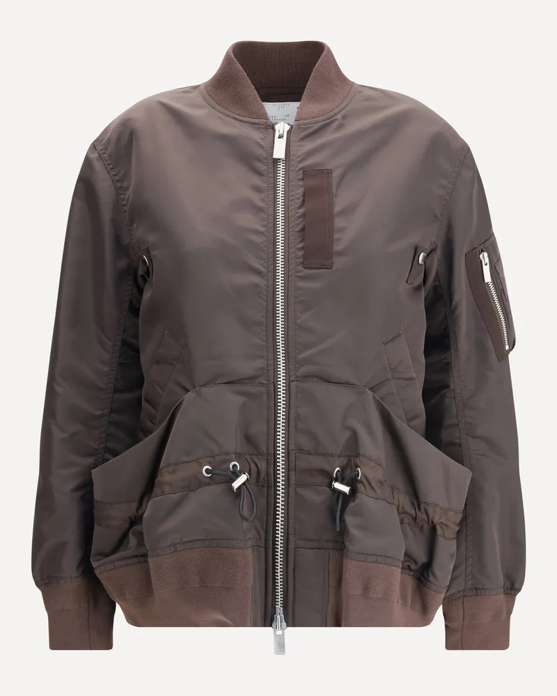 Sacai Nylon Bomber Jacket Female Brown