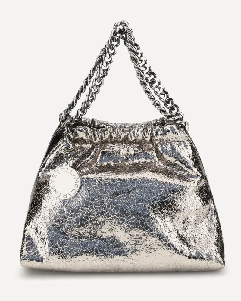 Stella McCartney Metallic crackle-effect Falabella Shoulder Bag Female Silver