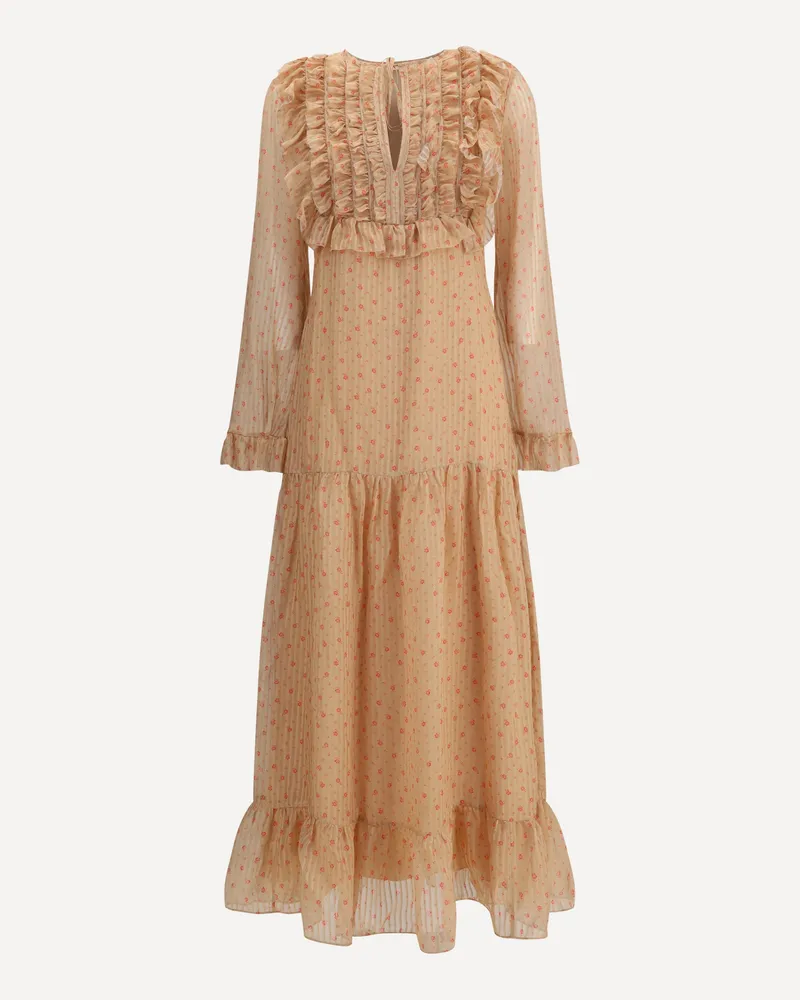 Kristina Ti Silk long Dress with rouches Female Pink