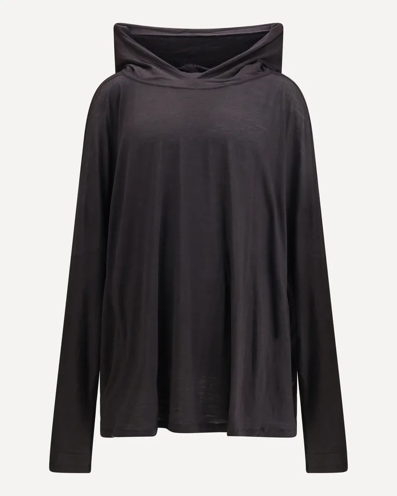 Rick Owens Long hooded T-Shirt Male Black