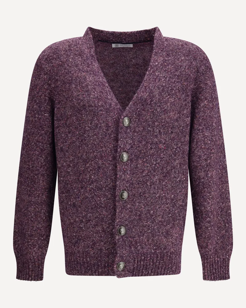 Brunello Cucinelli Alpaca Cardigan Male Purple