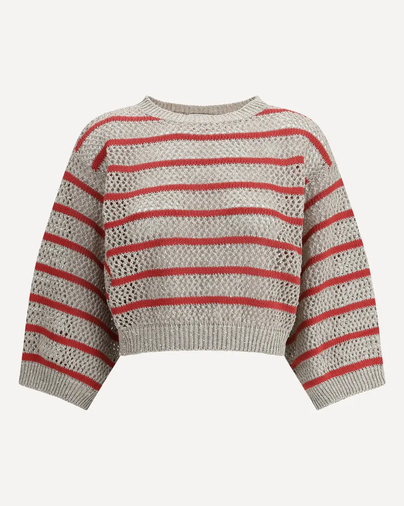 Brunello Cucinelli Sweater in perforated knit Female Beige