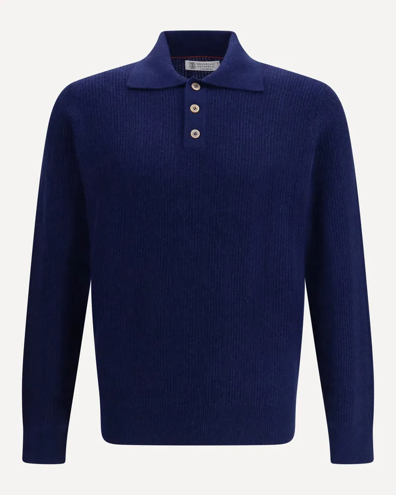 Brunello Cucinelli Cashmere Polo Male Blue