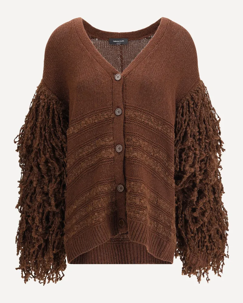 Fabiana Filippi Fringes Cardigan Female Brown