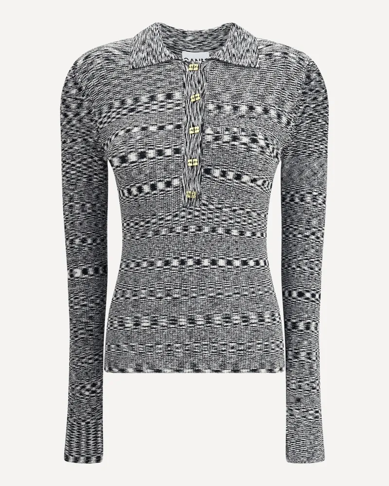 Ganni Space-dye Polo Female Black