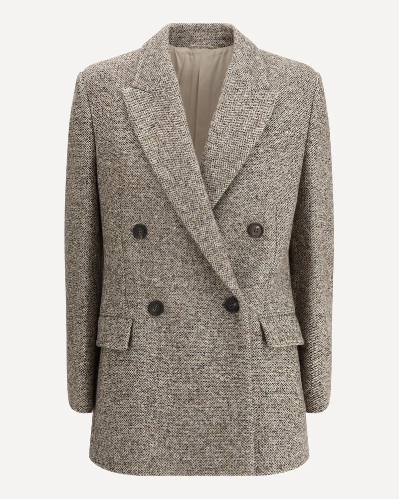 Brunello Cucinelli Virgin Wool and Silk mélange Jacket Female Multicolour