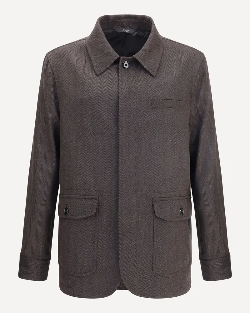 Brioni Herringbone Jacket Male Brown