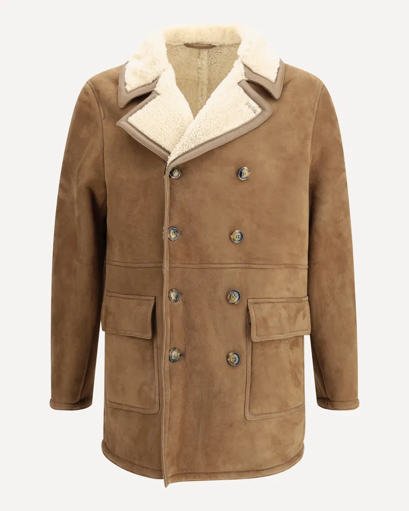 Valstar Benjamin double-breasted shearling Peacoat Male Beige