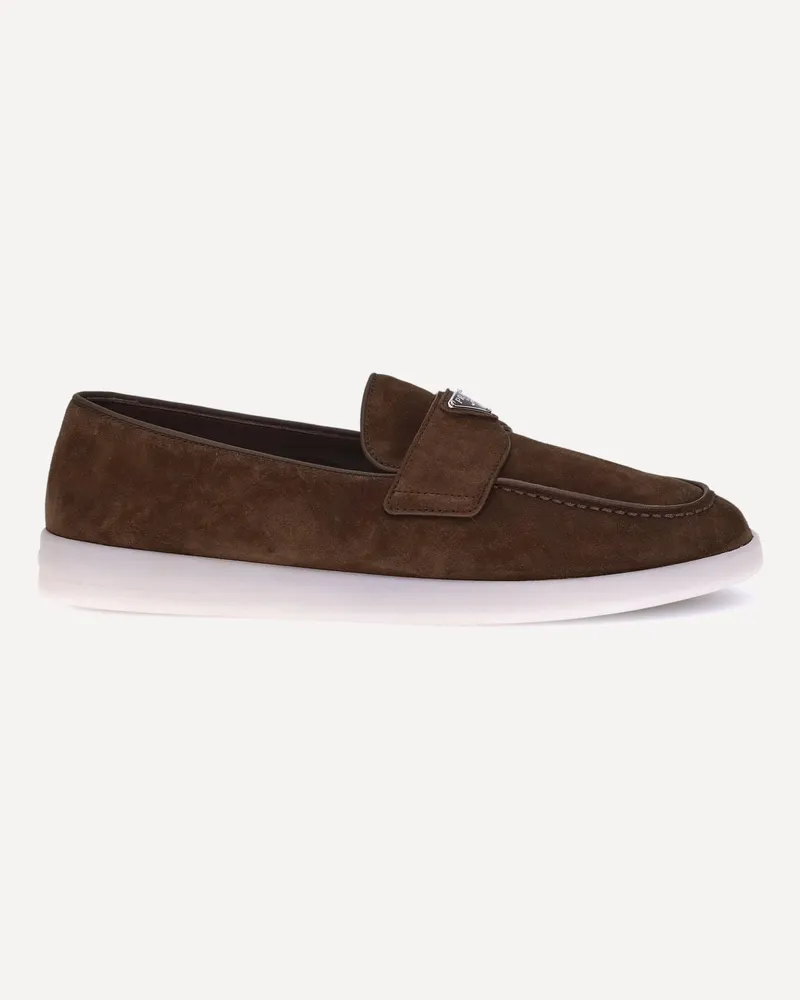Prada Suede Loafers Male Brown