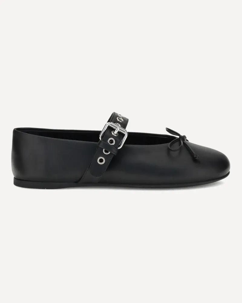 Miu Miu Leather Ballerinas Female Black