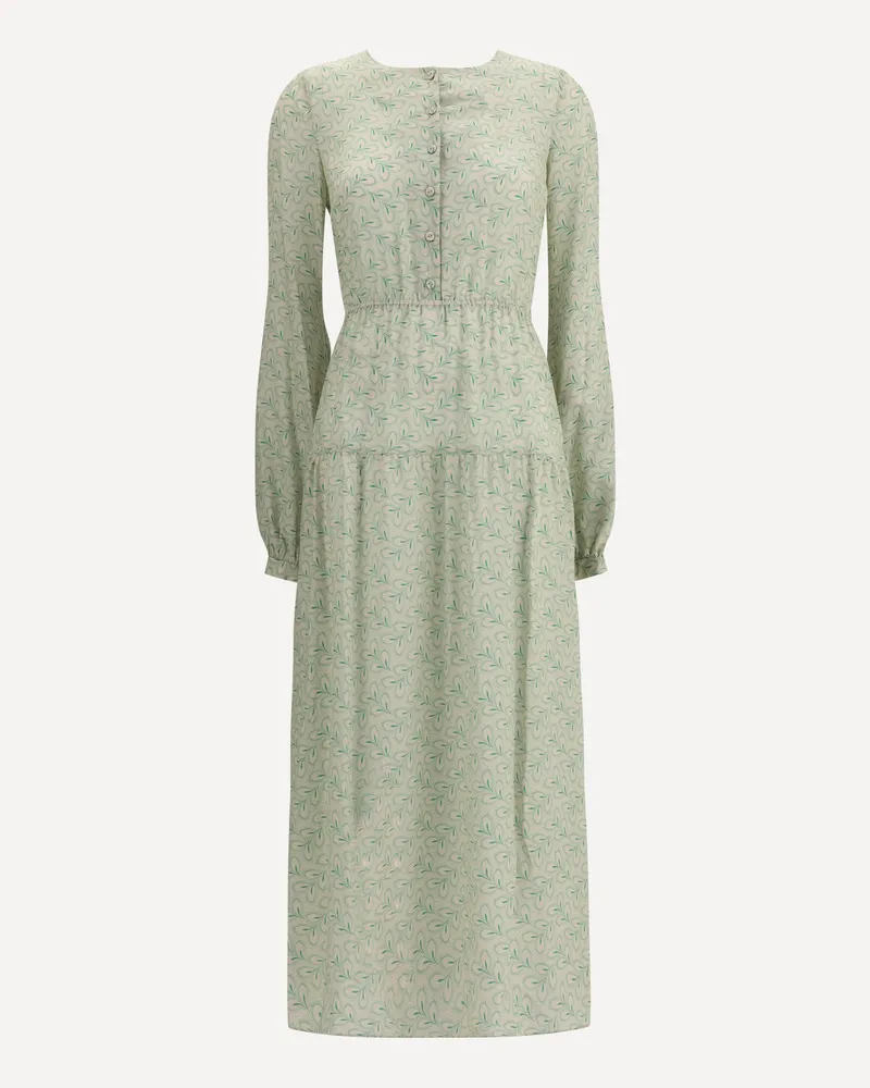 Kristina Ti Silk long Dress with foliage print Female Green
