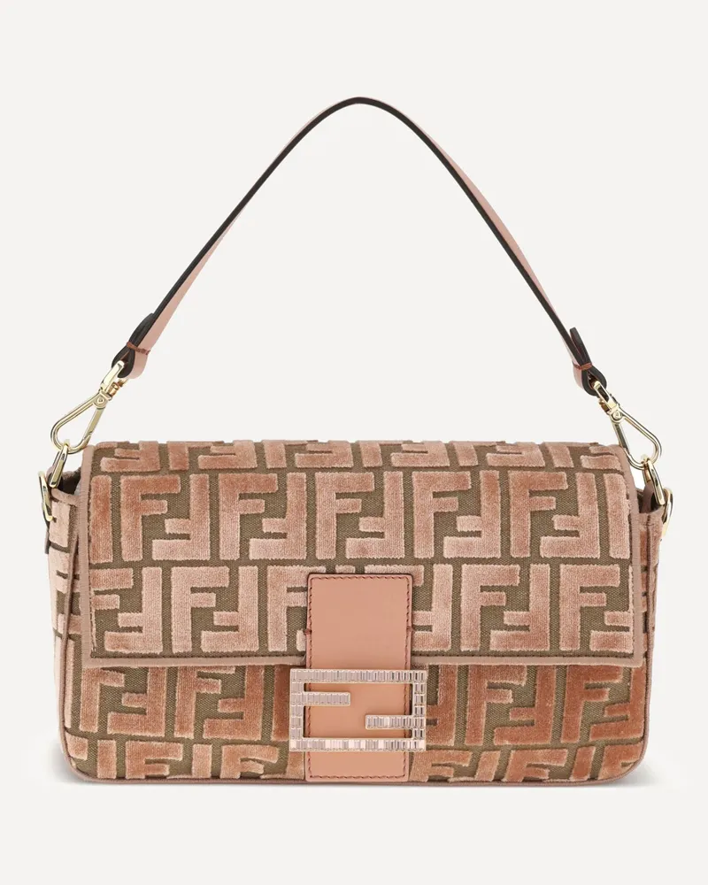 Fendi Baguette velvet Shoulder Bag Female Pink