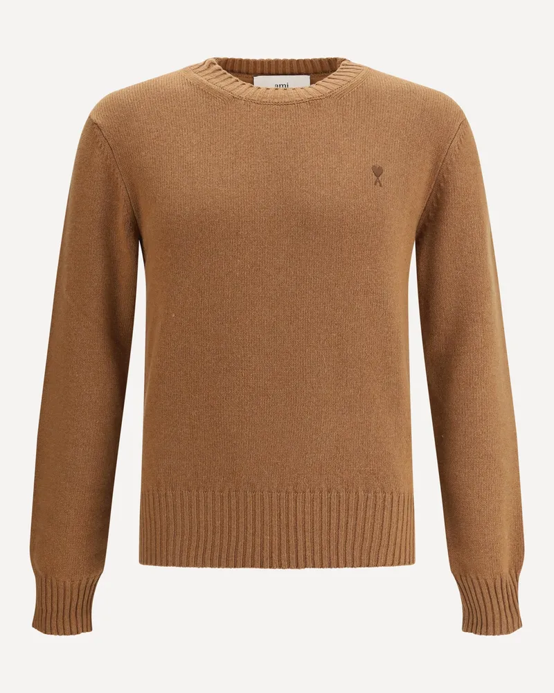 AMI Paris Ami De Coeur Sweater Male Brown