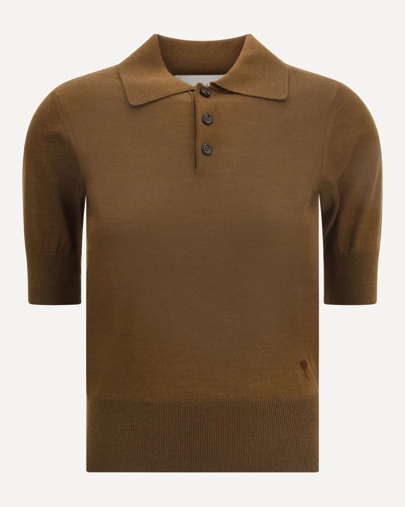 AMI Paris Ami De Coeur Polo Shirt Female Brown