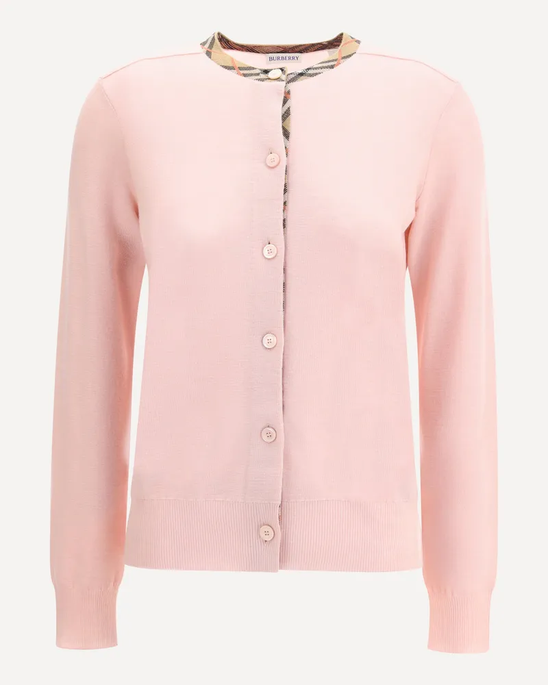 Burberry Check collar wool Cardigan Female Pink