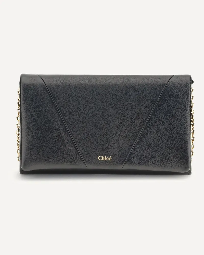 Chloé Spin Wallet with Flap and Chain Female Black