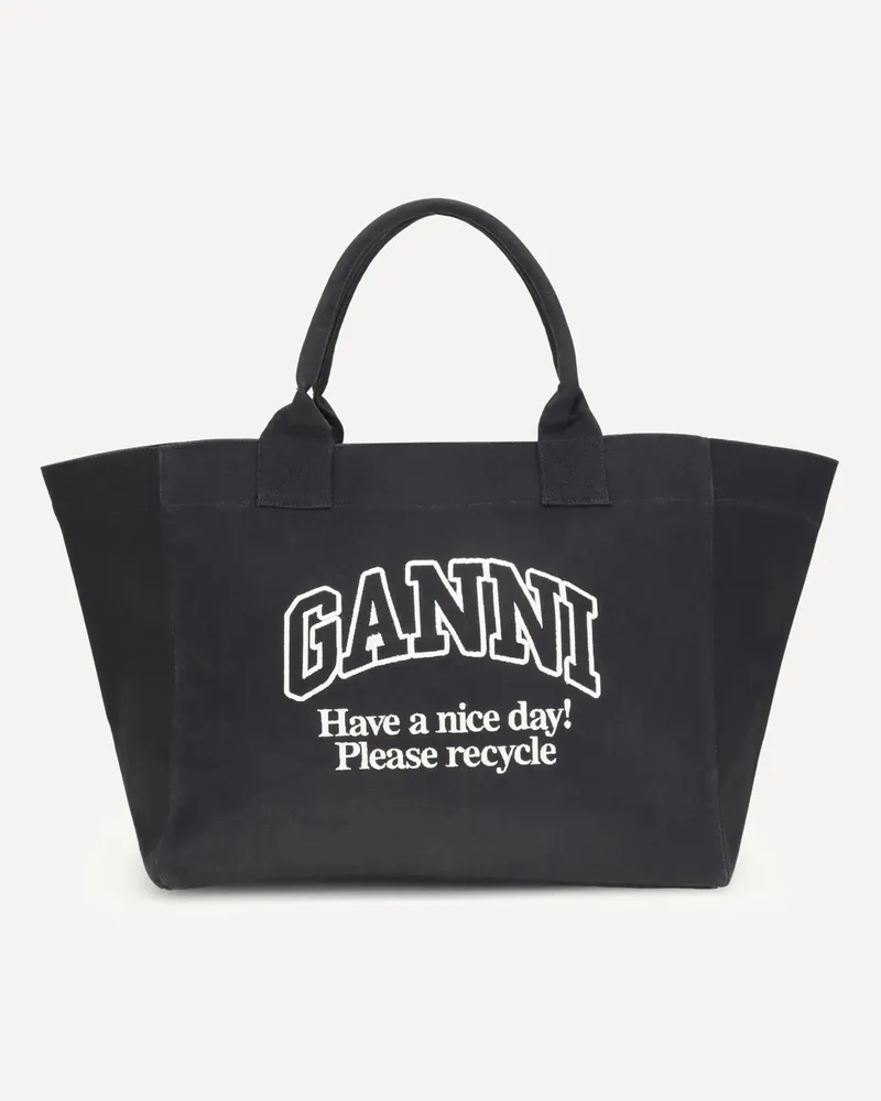 Ganni XXL Canvas Tote Bag Female Black